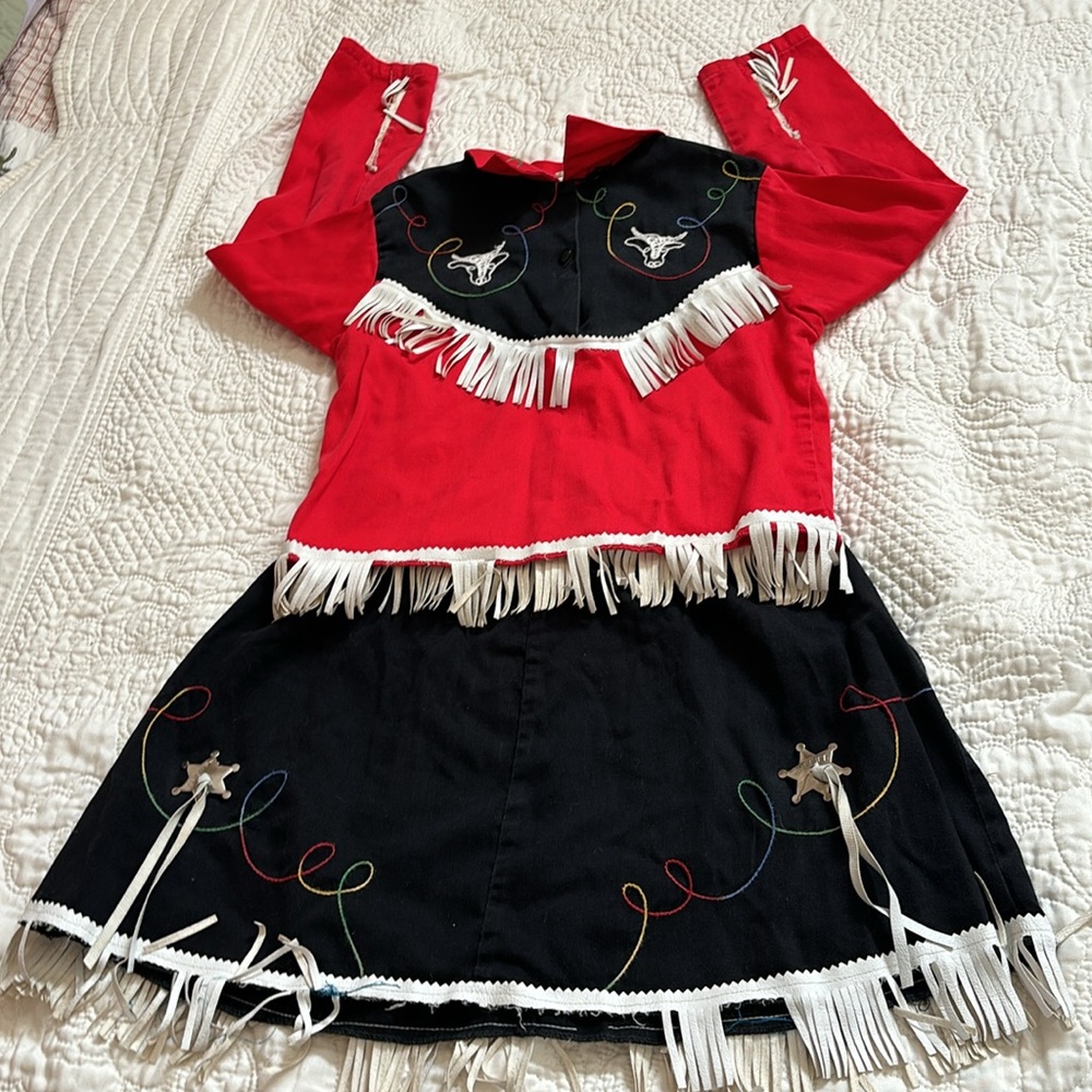 1960’s Walls of Texas girls size 7 fringed black/red 100% cotton cowgirl outfit - Picture 8 of 15